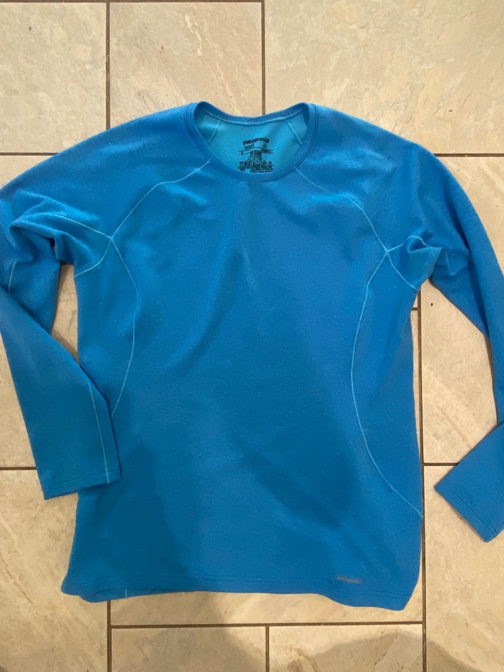 Patagonia Blue Long Sleeve capilene3 mid-weight medium shirt